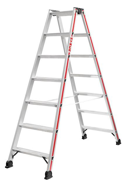 Bild Stufenstehleiter beids 2x7 Stufen AH 2,6 2m HYMER-0