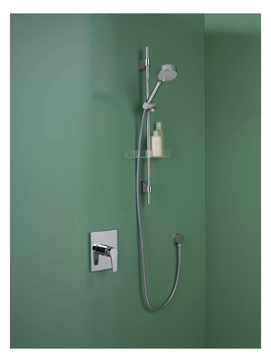 HANSA Fertigmontageset HANSABLUEBOX POLO UP-Brause-Einhebelmischer, eckige Rosette, chrom