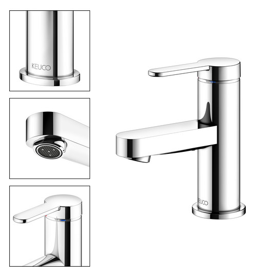 KEUCO Waschtisch-Einhebelmischer 60 IXMO Flat Ausladung 89mm, ohne Ablaufgarnitur, verchromt