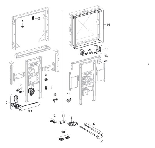 Geberit Rohbaubox ONE Breite 120 cm, für Spiegelschrank, Höhe 90cm, für Trockenbau