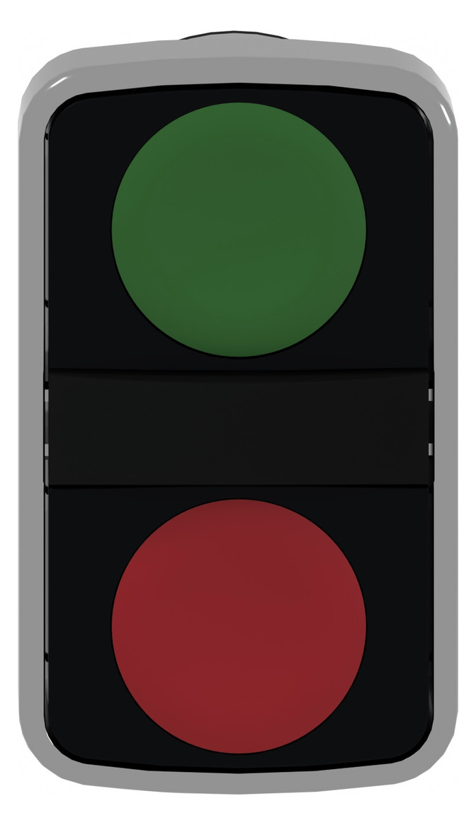 Drucktaster Front 2f rt/gn Ø22,5mm rnd IP66 Tastend