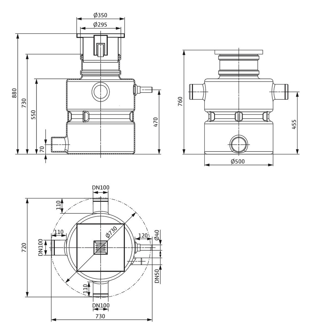 Wilo Schmutzwasser-Hebeanlage DrainLift Box 32/8DS, Unterflur, mit Pumpe und Schaltgerät