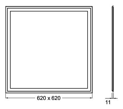 LED-Panel 620x620mm 32W 4000K 4200lm ws Konv Dimmung DALI IP20