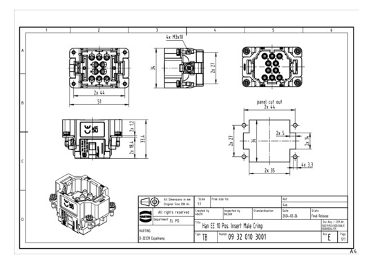 HART Stifteinsatz 10-polig   09320103001 