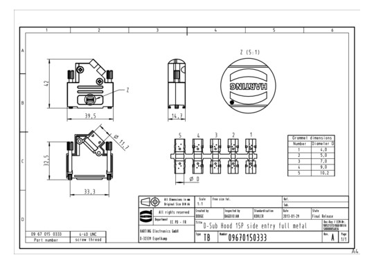HART D-SUB GEHAEUSE 15-POL.  09670150333 