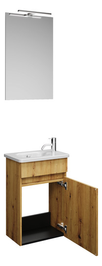 Burgbad Waschtisch-Kombination Rocio 45,5x198x29cm, mit Spiegel, Eiche Dekor Urban