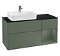 V&B Waschtisch-Unterschrank Finion 120cm, Abdeckplatte black matt, Regal rechts Olive Matt Lacquer, Olive Matt Lacquer