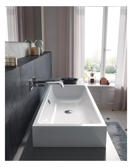 Kaldewei Aufsatzwaschtisch PURO S 3176, 90 x 38,5 cm, warm grey 60, mit Überlauf, ohne Hahnloch