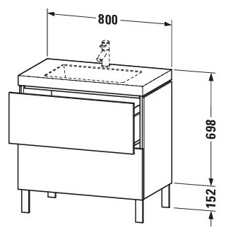 Duravit Waschtisch-Unterschrank c-bonded L-Cube 80 x 48 cm, 1 Hahnloch, flannel grey seidenmatt, 2 Auszüge, stehend