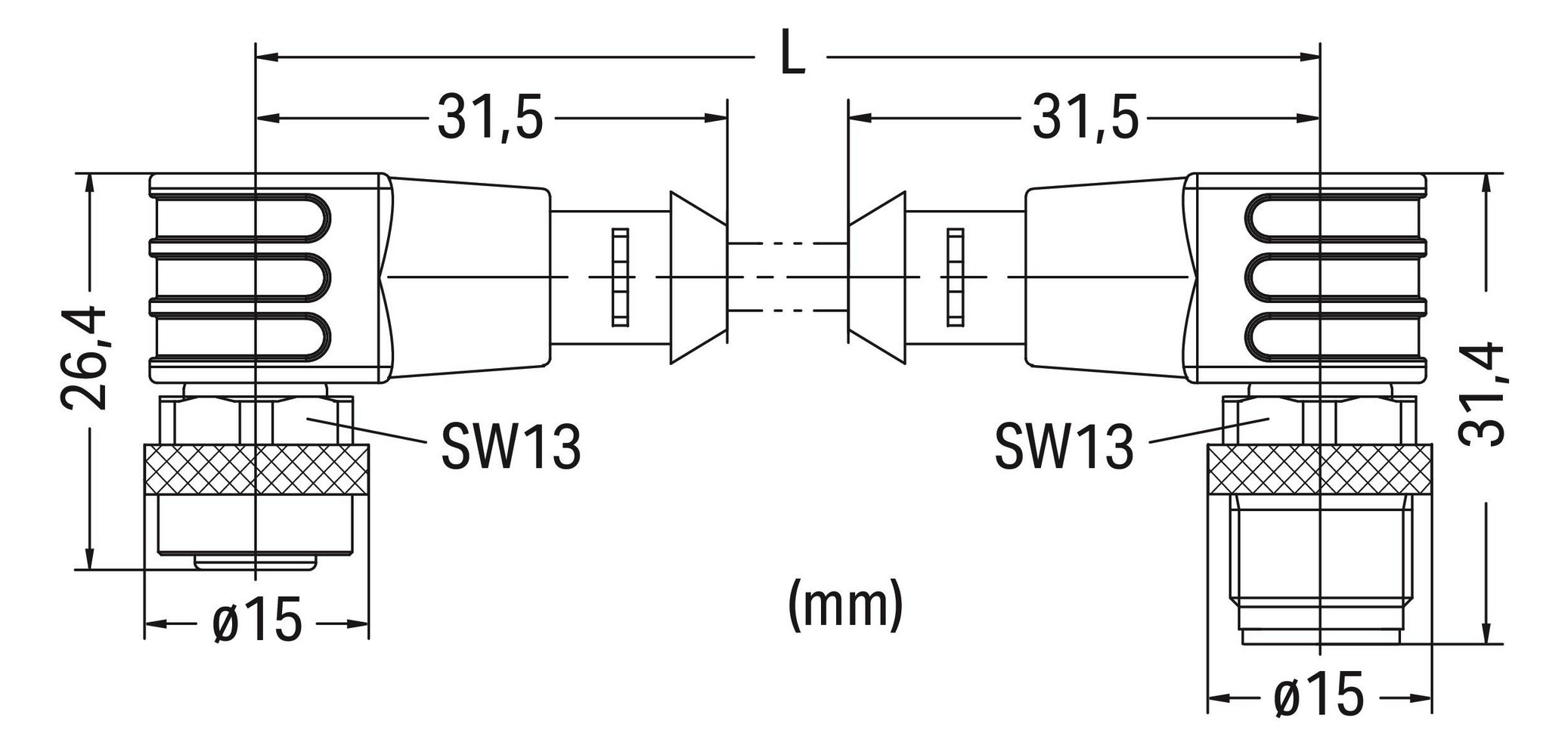 Sensor-Aktorkabel 5p 2m Serie 756 M12 Female abgew Polyurethan (PUR) hfr