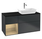 V&B Waschtisch-Unterschrank Finion 120cm, Abdeckplatte black matt, Regal Oak Veneer, Midnight Blue Matt Lacquer