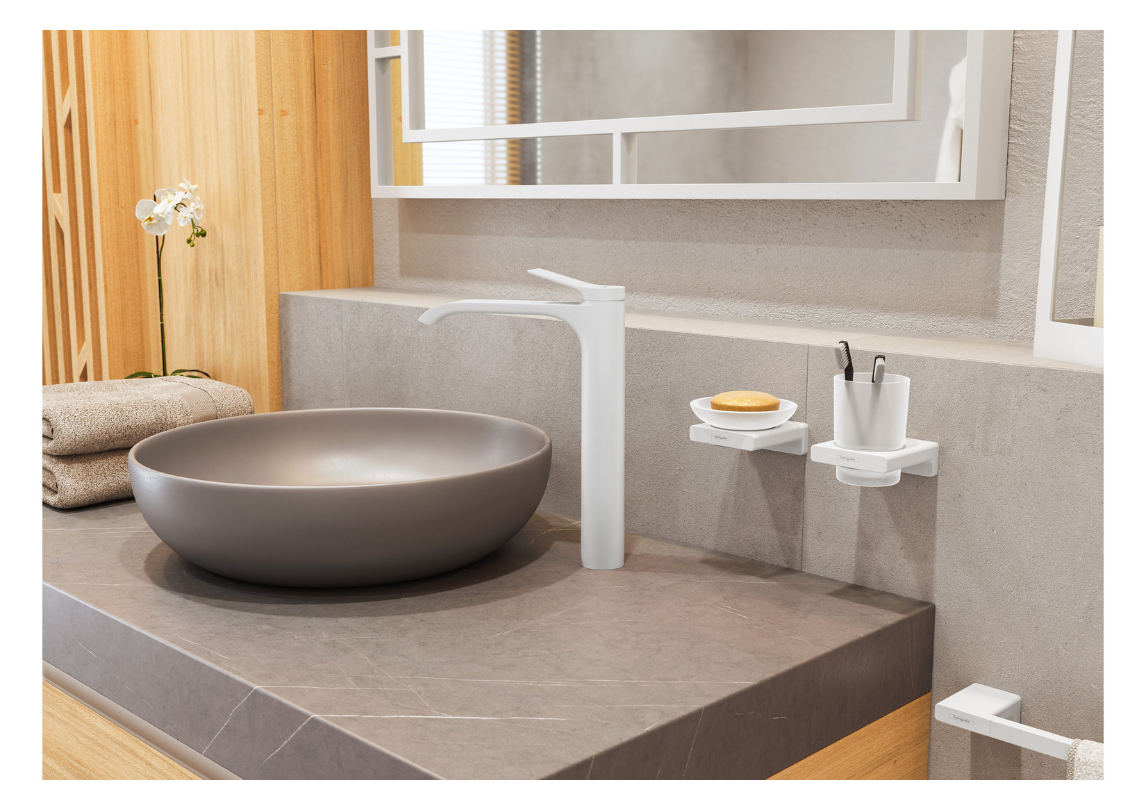 hansgrohe Badetuchhalter AddStoris Länge 648mm, Wandmontage, Metall, mattweiß
