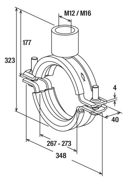 Bild Massivrohrschelle FRSM 10"" M12/M16 fvz fischer-3