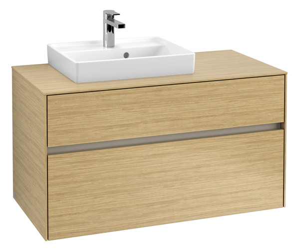 V&B Waschtischunterschrank Collaro 100x54,8x50cm, Waschtisch links, LED-Beleuchtung 7,3 W, nordic oak