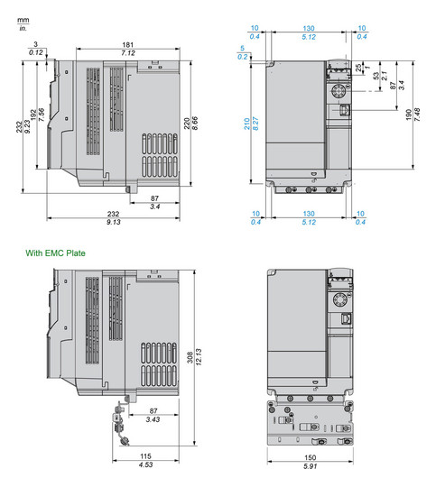 Frequenzumrichter lin=7,5 380-500V E3ph A3ph 599Hz 50/60Hz IP20 5%F 10%V
