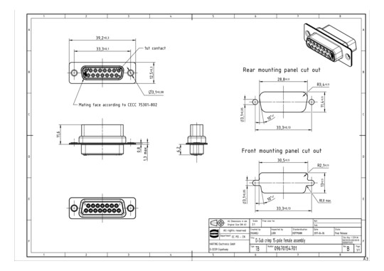 HART D-SUB ISOLIERK. F. BUCH 09670154701 