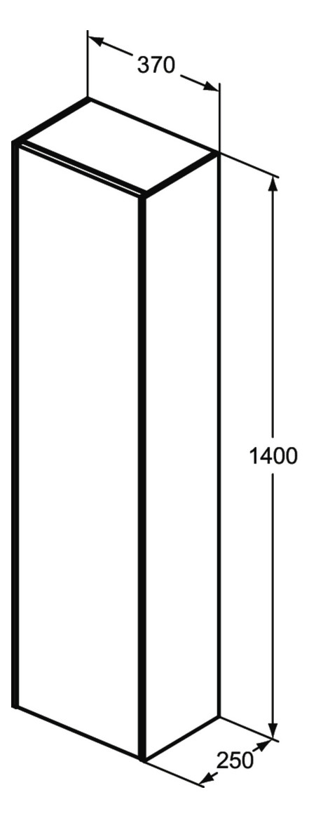 Ideal-Standard Halbhochschrank Conca 1 Tür, Anschlag rechts oder links, 37x25x140cm, Eiche hell Furnier