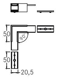 Kupplung/Verbinder ger sw Alu L50mm B50mm H20,5mm Kupplung/Verbinder ger sw Alu L50mm B50mm H20,5mm
