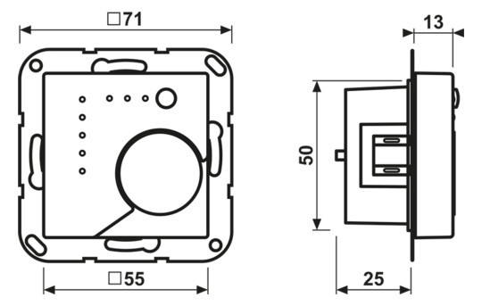 Raumtemperaturregler UP AS/A KNX aws glz Bedienelement Mit Vor-Ort Bedienung