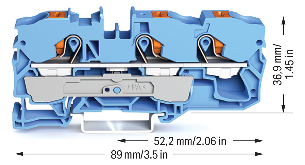 Reihenklemme 0,5-16qmm 1Etage 3kl bl 57A TS35 Hutschiene TH35