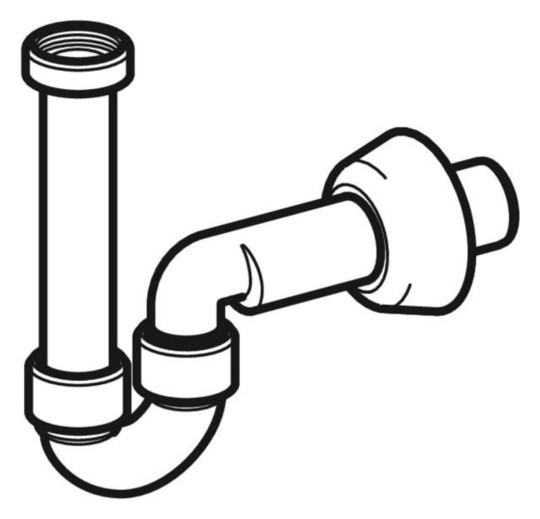 Geberit Rohrbogengeruchsverschluss 1 1/4" x 40 mm, für Waschbecken und Bidet, Abgang horizontal, hochglanz-verchromt