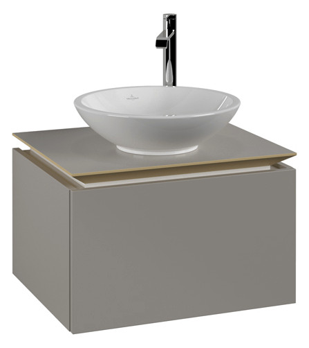 V&B Waschtischunterschrank Legato 60x38x50cm, Waschtisch mittig, Soft Grey