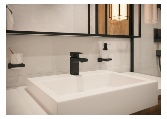 hansgrohe Waschtisch-Einhebelmischer 100 Vernis Shape mit Zugstangen-Ablaufgarnitur, mattschwarz