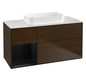 V&B Waschtisch-Unterschrank Finion 120x60,3x50,1cm, Regal links Black matt lacquer, Walnut veneer