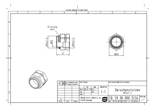 HART Zwischenstutzen M25x1,5 19360005134 