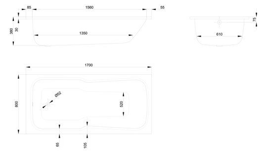 Badewanne BetteSet 3760 170x80x38cm, pergamon