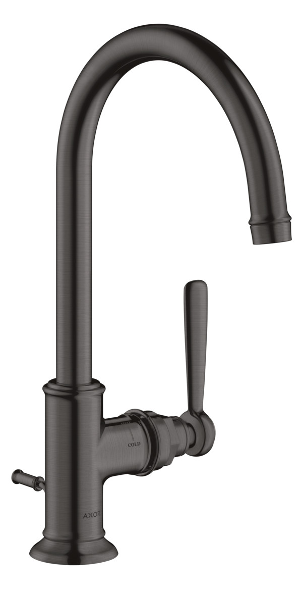 hansgrohe Waschtisch-Einhebelmischer 210 Axor Montreux Ausladung 175mm, mit Zugstangen-Ablaufgarnitur, brushed black chrome