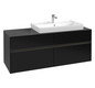 V&B Waschtischunterschrank Collaro 140x54,8x50cm, Waschtisch rechts, mit LED-Beleuchtung, black matt laquer