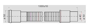 Sanit HT-Anschlussrohr DN 50 x 40/50 mm, 1000 mm, flexibel