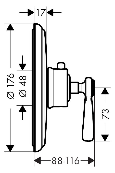 hansgrohe Fertigmontageset Axor Montreux HighFlow UP-Thermostat, mit Hebelgriff, brushed black chrome
