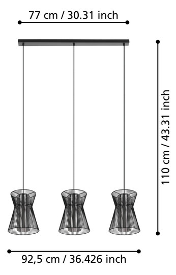 EGLO Hängeleuchte/3 E27 Schwarz/   99634 