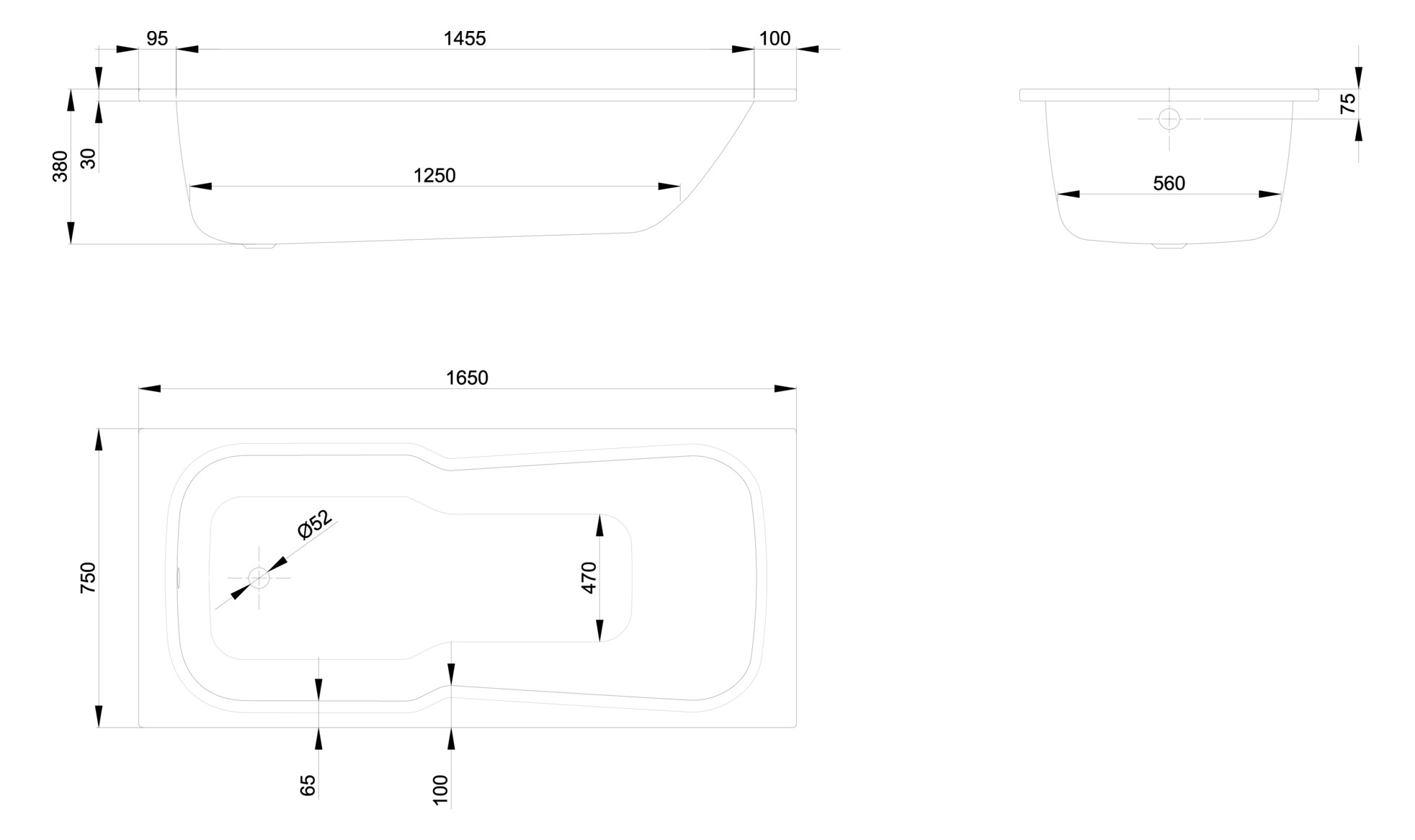 Badewanne BetteSet 3560 165x75x38cm, capri