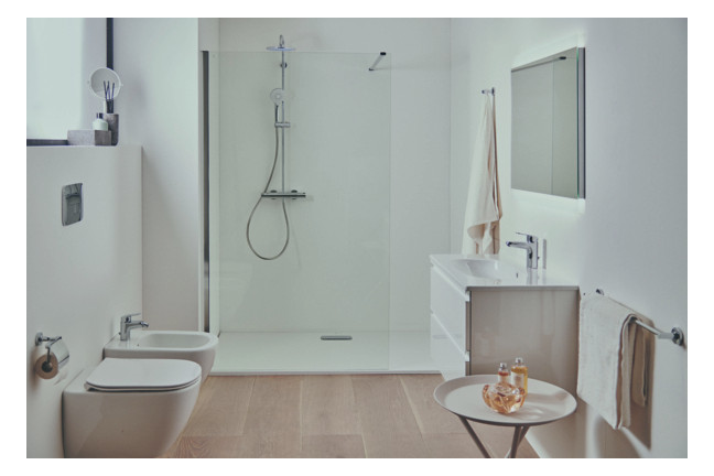 Ideal-Standard Bidet-Einhebelmischer CeraFlex mit Kunststoff-Ablaufgarnitur, Ausladung 114mm, chrom