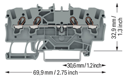 Reihenklemme 0,25-1,5qmm Serie 2001 18A 1Etage 4kl gr Hutschiene TH35