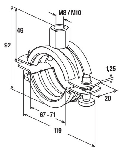 Bild Rohrschelle FRS 67-71 M8/M10 A4 fischer-3