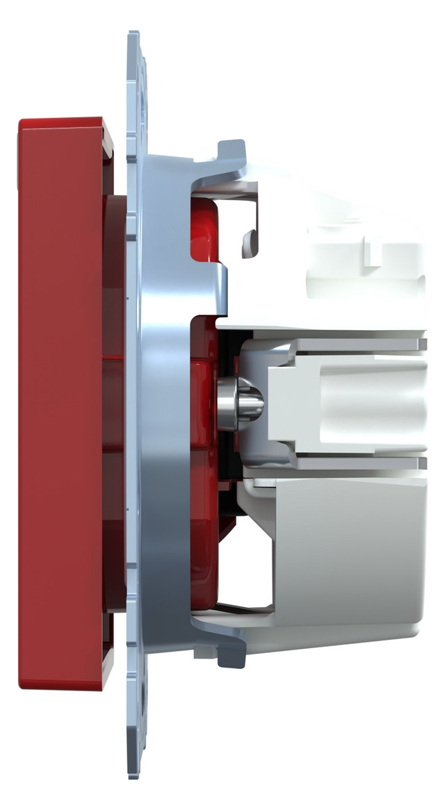 Steckdose 1f rubrt glz System M UP m.BS IP20 rubinrot