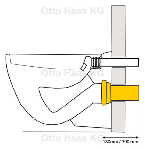 HAAS PE-Wand-WC-Anschlussstutzen DN 90/110, 180 mm, verschweißbar, mit Gummispüldichtung, schwarz