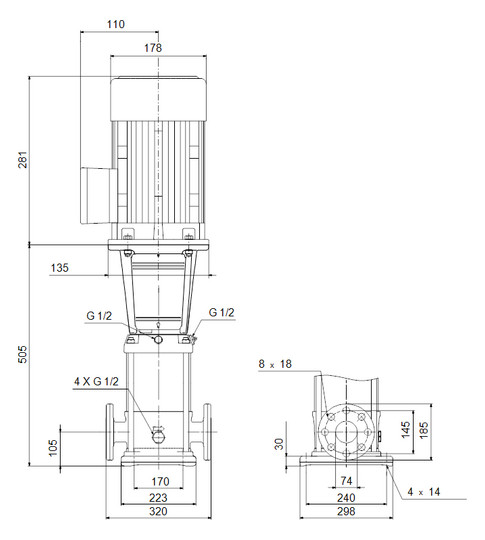 Grundfos Vertikale Kreiselpumpe CR64-4-2 A-F-A-V-HQQV 3x400/690 50 HZ