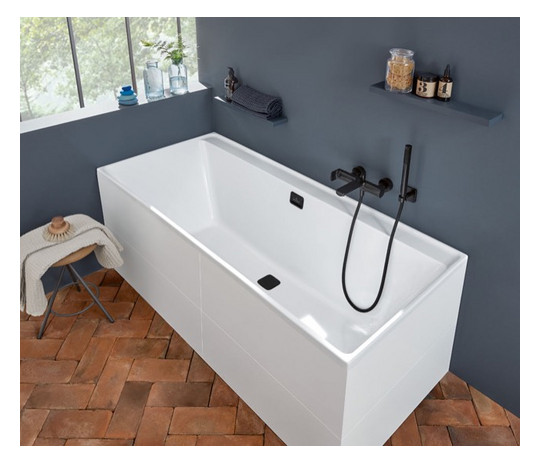 V&B Rechteck-Badewanne Collaro Duo 190x90cm, Einbauausführung Black Matt, weiß