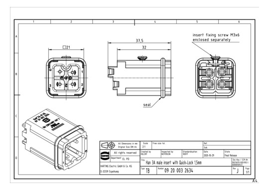 HART Stiftkontakt HAN 3A-M-  09200032634 