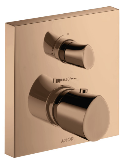 hansgrohe Fertigmontageset Axor Starck Organic UP-Thermostat, mit Ab- und Umstellventil, polished red gold
