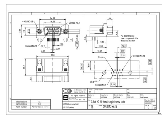 HART D SUB HD FE RA 15P      09561527613 