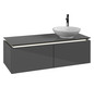 V&B Waschtischunterschrank Legato 120x38x50cm, Waschtisch rechts, mit LED-Beleuchtung, Glossy Grey