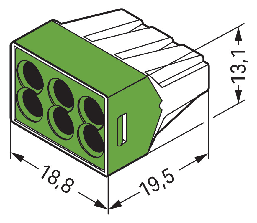 Steckklemme 6f 400V 24A 1,5-2,5qmm gn f.Massivleiter