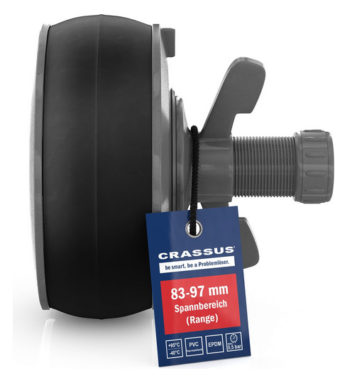 Crassus Schnellverschlussstopfen CSV 90, 83-97 mm, Länge 100 mm, EPDM/PVC