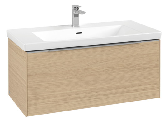 V&B Waschtisch-Unterschrank Subway 3.0 97,3x42,9x47,8cm, ohne LED/Griff Aluminium glänzend, nordic oak